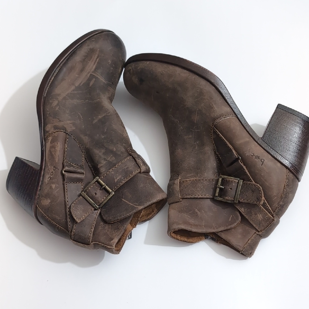 b.o.c. Brown Leather Buckle Ankle Boots